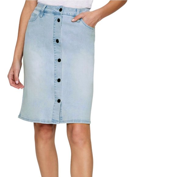 Sanctuary Jean Skirt Button Down Light Wash Denim Stretch Size 25 NEW - Picture 8 of 8
